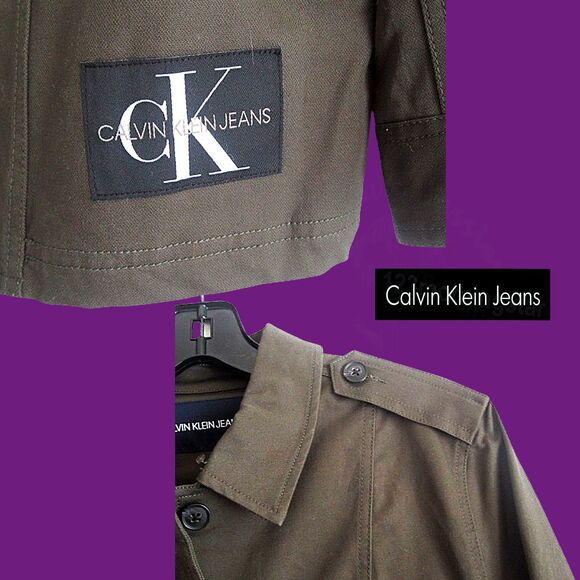 CALVIN KLEIN JEANS NEW Dark Academia VERTIGO Khaki Green Cargo Jacket M - Picture 8 of 12